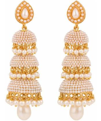 Pool Of Glowing Pearly 3 Tier Traditional Jhumki