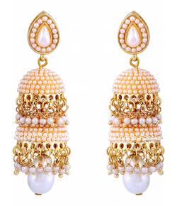 Glittering Pearl Traditional Jhumki for Girls