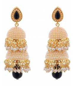 Glittering Pearl Traditional Black Jhumka