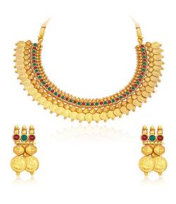 Gold Platted Traditional Temple necklace Earring Set