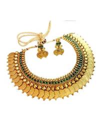 Traditional Temple Necklace Earrings Set for Women