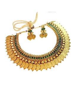 Traditional Temple Necklace Earrings Set for Women