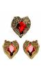 Red Heart Ring and Earrings Set