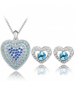 Valentine Special Blue Heart Pendant Set