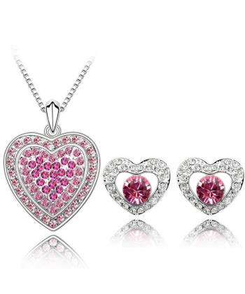 Valentine Special Pink Heart Pendant Set