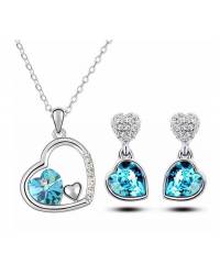 Buy Online Crunchy Fashion Earring Jewelry Austrian Crystal Studded Gold Plated Hearts Pendant Set Jewellery CFS0231