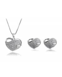 Buy Online Crunchy Fashion Earring Jewelry Austrian Crystal Studded Gold Plated Hearts Pendant Set Jewellery CFS0231