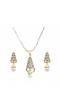 AD studded Conical pendant set With Pearl Drop