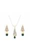 AD studded Conical pendant set With Green Drop