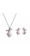 Pearl N The Bow Silver Necklace Set