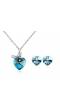 Ocean Blue Crystal Heart Necklace Set