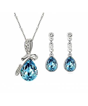 Blue Princess Crystal Pendant Set