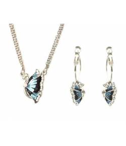 Blue Butterfly Necklace Set