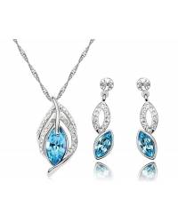 Buy Online  Earring Jewelry SwaDev Vintage AD/American Silver-Tone Sparkling Floral Turquoise Blue Drop Jewellery Set  Jewellery Sets SDJS0070