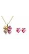 Clubbed Hearts Pink Pendant Set