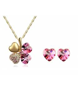 Clubbed Hearts Pink Pendant Set