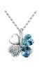 Crystal Blue Clover Pendant Earring Bracelet Set