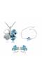 Crystal Blue Clover Pendant Earring Bracelet Set