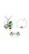Green Clover Pendant Earring Bracelet Set