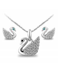 Buy Online Crunchy Fashion Earring Jewelry Swan- Studded Pendant Necklace Jewellery CFN0458