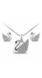 Zircon Studded Swan Pendant Set