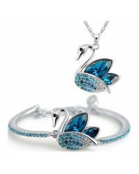 Buy Online Crunchy Fashion Earring Jewelry Swan- Studded Pendant Necklace Jewellery CFN0458