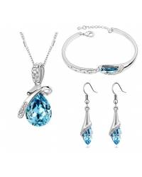 Buy Online Crunchy Fashion Earring Jewelry Paradiso Glitz Collection Aqua Austrian Crystal Angel Wing Pendant Set Jewellery CFS0219