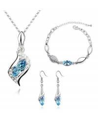 Buy Online Crunchy Fashion Earring Jewelry Paradiso Glitz Collection Aqua Austrian Crystal Droplet Pendant Set Jewellery CFS0182