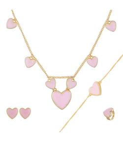 Gleaming Of SoftPink Hearts Jewel Set