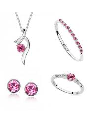 Buy Online Crunchy Fashion Earring Jewelry Austrian Crystal Swan Pendant Bracelet Set Jewellery CFS0167