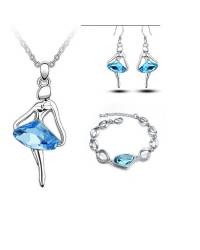 Buy Online Crunchy Fashion Earring Jewelry SwaDev  Silver-Plated AD/American Diamonds Aura Mint Green Quartz Jewellery Set SDJS0031 Jewellery Sets SDJS0031