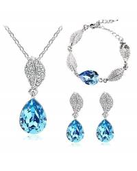 Buy Online Crunchy Fashion Earring Jewelry Paradiso Glitz Collection Aqua Austrian Crystal Droplet Pendant Set Jewellery CFS0182