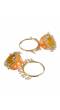 Gold-Plated Traditional Indian Meenakari Orange Hoops Erings with White Pearls RAE0689