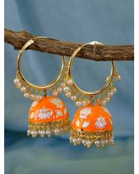 Buy Online Crunchy Fashion Earring Jewelry Gold-Plated Stunning Designer Long Black color  Pearl Jhumka RAE1674 Jewellery RAE1674
