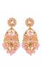 Kundan Floral Gold-Plated Long Earrings With Pink Pearls  RAE0838
