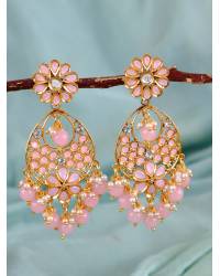 Buy Online Crunchy Fashion Earring Jewelry SwaDev  Silver & Pink American Diamond Studded Contemporary Dagler Earring SDJE0003 Earrings SDJE0003