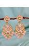 Kundan Floral Gold-Plated Long Earrings With Pink Pearls  RAE0838