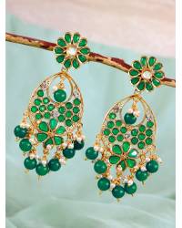 Buy Online Crunchy Fashion Earring Jewelry Traditional Gold plated Grey  Meenakari Enamel  Kundan Floral Earrings  RAE1005 Jewellery RAE1005