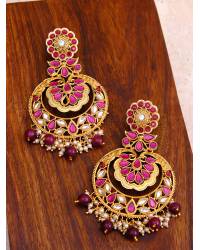 Buy Online Crunchy Fashion Earring Jewelry Gold-Plated Kundan Dangler Tassel White & Black Pearl Earrings RAE1873 Jewellery RAE1873