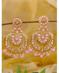 Buy Online Crunchy Fashion Earring Jewelry Crunchy Fashion Traditional Oversized Pink Lotus Shape  Maang Tika Decorated in Stones Jewellery CFTK0003