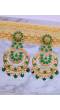 Gold-Plated Green Kundan Heavy Earrings With Pearls RAE0854