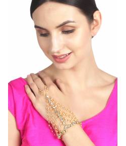 Gold Plated Kundan Ring Bracelet 