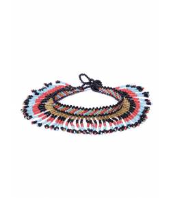 Red & Blue Handcrafted Beaded Tassels Anklet