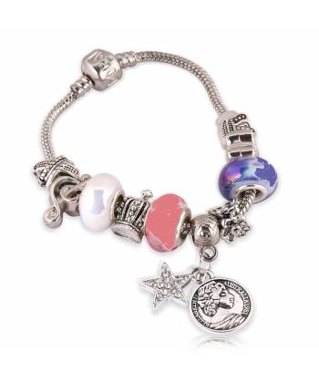 Fashionable Silver plated Pink &  Blue  Color Bracelet