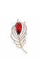 Red Crystal Feather Unisex Brooch