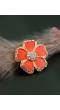 Gold-Plated Floral Design Orange Color Brooch CFBR0087