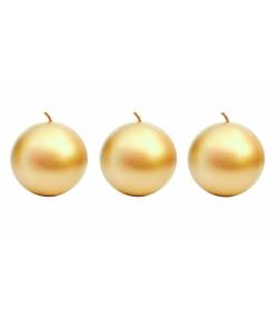 Unscented  Golden  Ball Candle (Pack  of  -3)