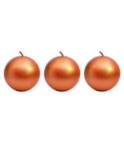 Unscented  Rose Gold   Ball Candle (Pack  of  -3)