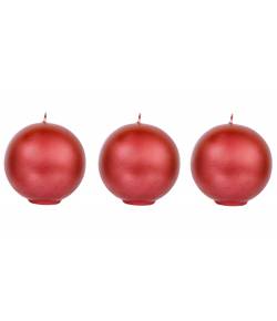 Unscented  Maroon Ball Candle (Pack  of  -3)