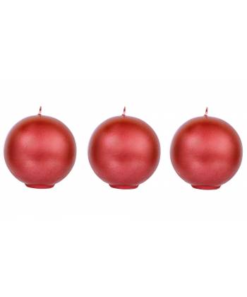 Unscented  Maroon Ball Candle (Pack  of  -3)